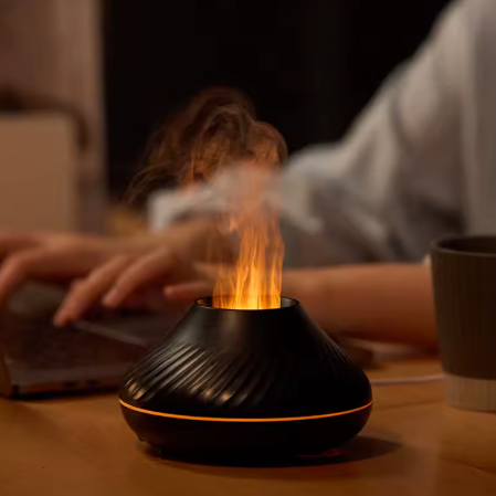Volcanic Aroma Diffuser Essential Oil Lamp 130ml USB Humidifier with colour Flame Night Light