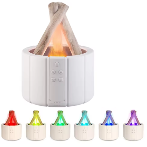 Simulated Flame Aroma Diffuser - Bonfire Air Humidifier, 280ml Ultrasonic Cool Mist Maker with LED Night Light
