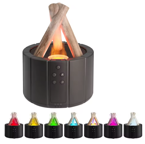 Simulated Flame Aroma Diffuser - Bonfire Air Humidifier, 280ml Ultrasonic Cool Mist Maker with LED Night Light