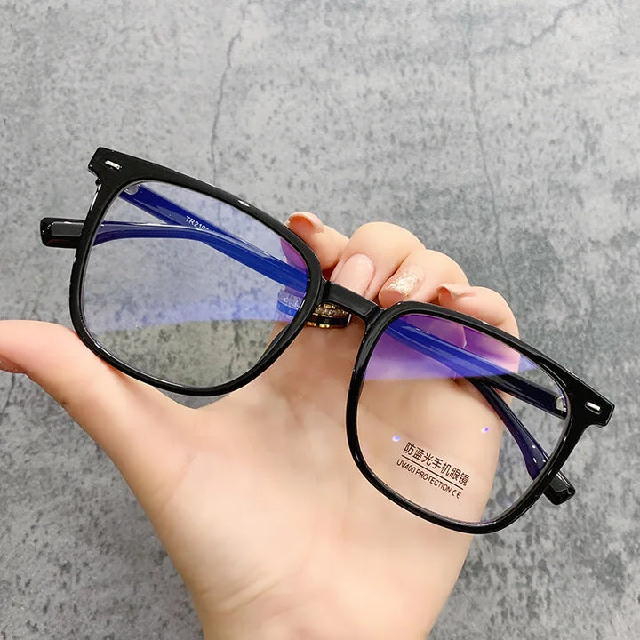 Blue Light Blocking Glasses Frame Black Square Rectangle Computer Eyewear Back To School 2026 Eye Strain Relief