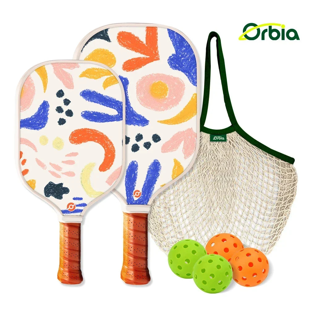 Family-Friendly Pickleball Paddle Set with Glass Fiber and Lightweight PP Core for Kids and Adults, Ideal for Outdoor Fun