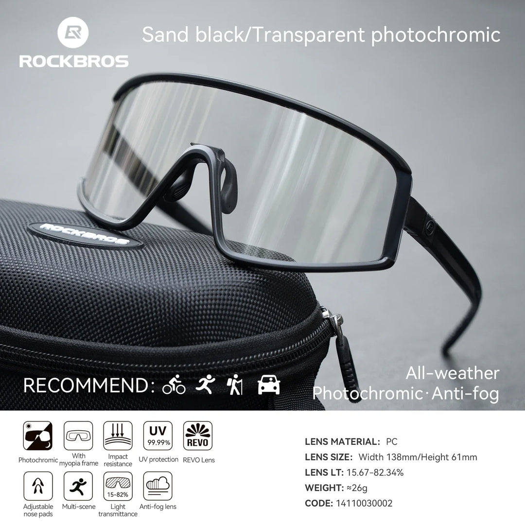 Cycling Sunglasses Polarized UV400 Anti-Fog Photochromic Outdoor Eyewear All-Season Non-Slip Unisex