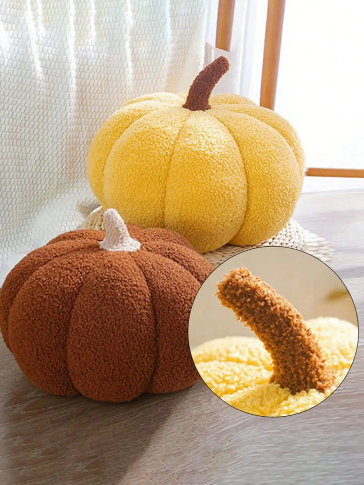 Plush Pumpkin Cushion – Cozy Sherpa &amp; Boucle Throw Pillow for Fall &amp; Halloween Home Decor, Ideal Gift for Kids and Babies