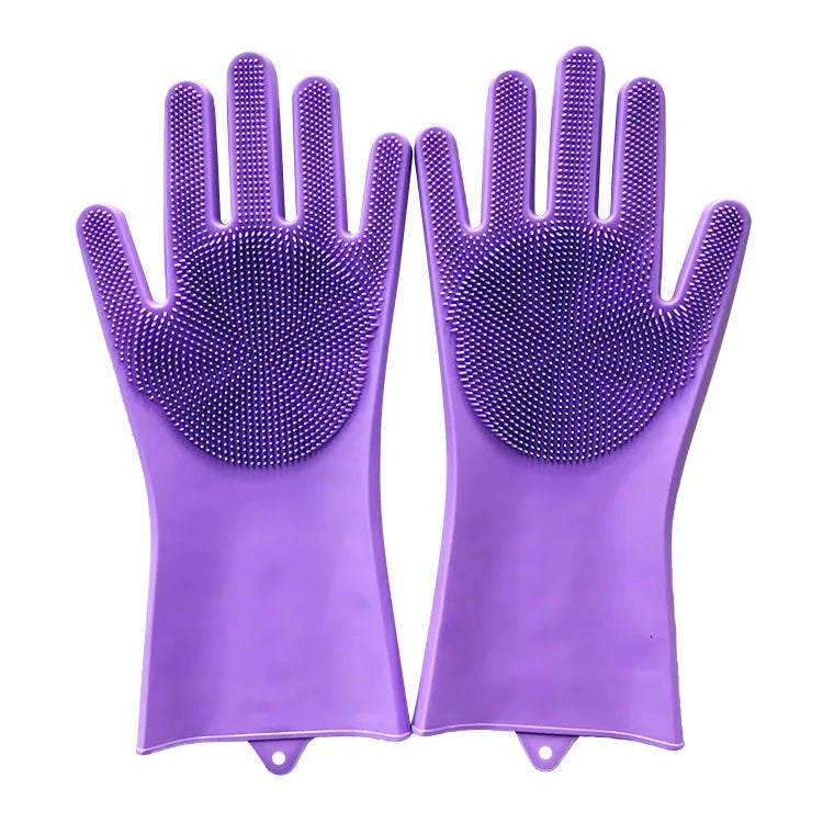 Silicone Dishwashing Gloves with Scrubber - Eco-Friendly Household Cleaning Tool