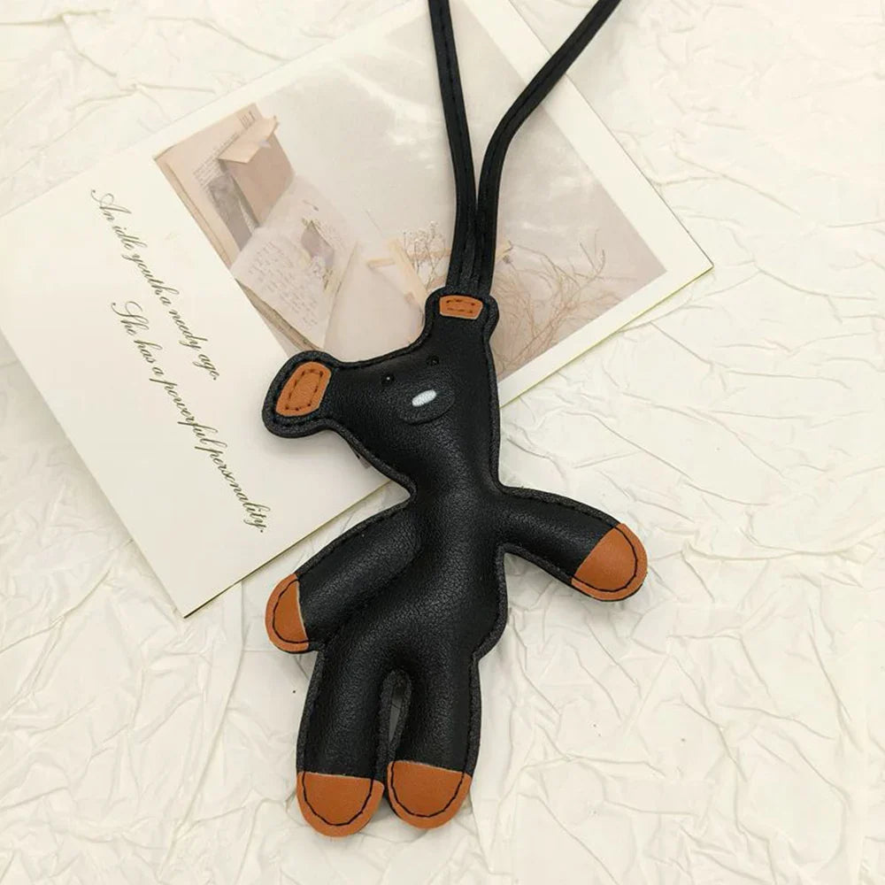 Bear Keychain PU Leather Mini Bag Charm Cute Gift Accessory