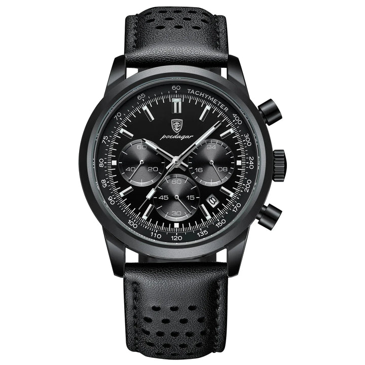 Quartz Watch Leather Chronograph Military Style 2025