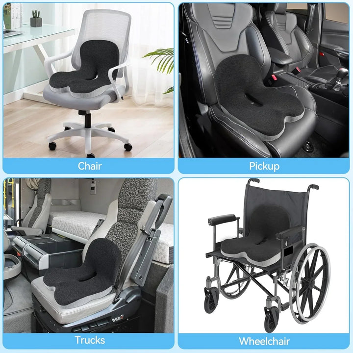 Memory Foam Seat Cushion – Ergonomic Lumbar Support for Office Chair and Car, Stress Relief