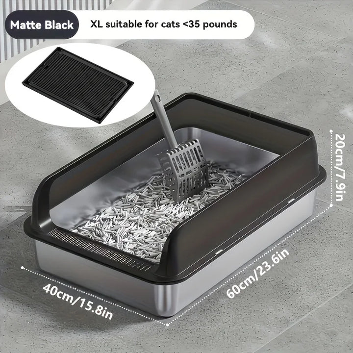 KEMORELA Extra Large Stainless Steel Cat Litter Box – Semi-Enclosed Leak-Proof High-Sided with Mat 2026