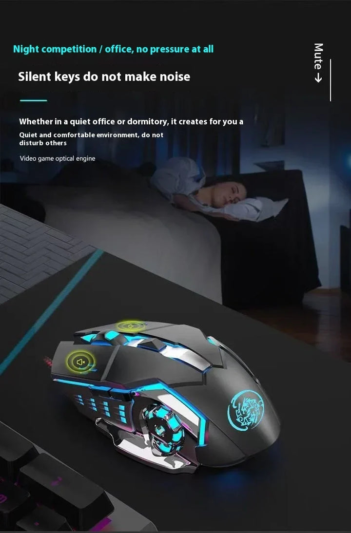 Wireless Rechargeable Gaming Mouse Bluetooth Silent Backlit