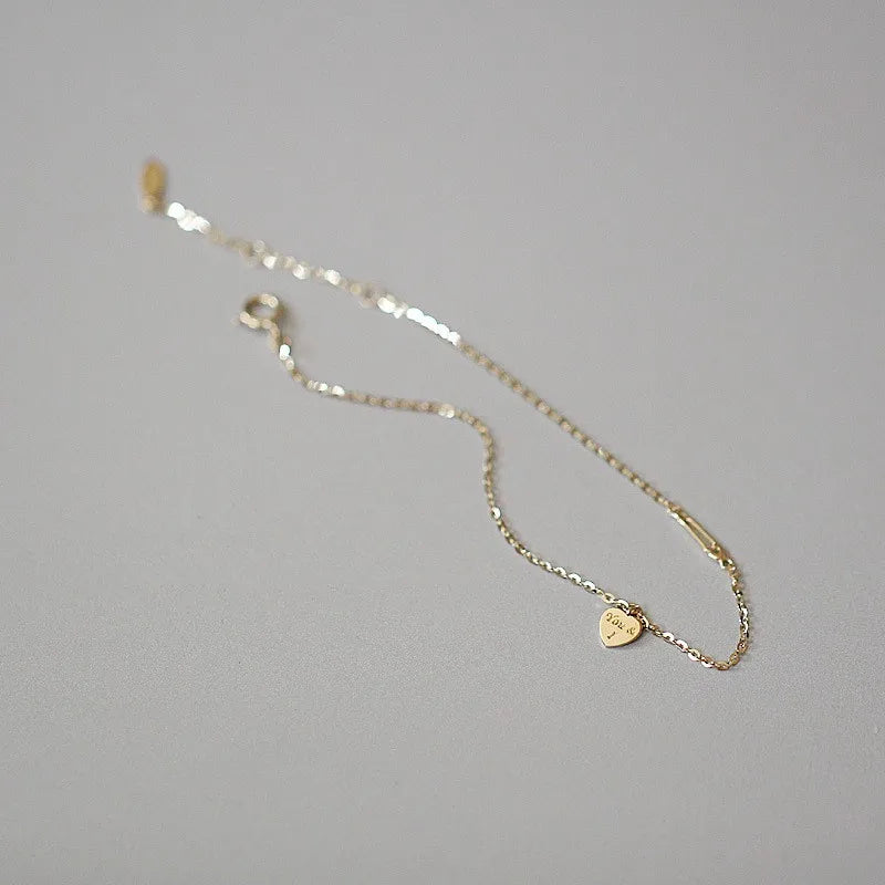 Gold Heart Bracelet 14K Plated 925 Silver Valentine&