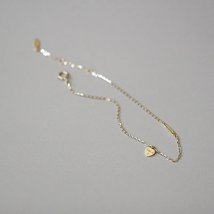 Gold Heart Bracelet 14K Plated 925 Silver Valentine&