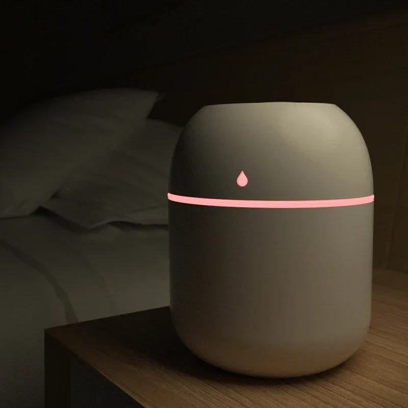 Portable USB Ultrasonic Air Mini Humidifier Diffuser with LED Lamp - Car Purifier Aroma Mist Maker for Home &amp; Travel