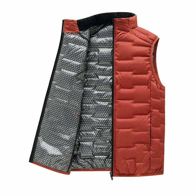 Warm Cozy Men’s Down Vest - Stand Collar, Duck Down, Winter