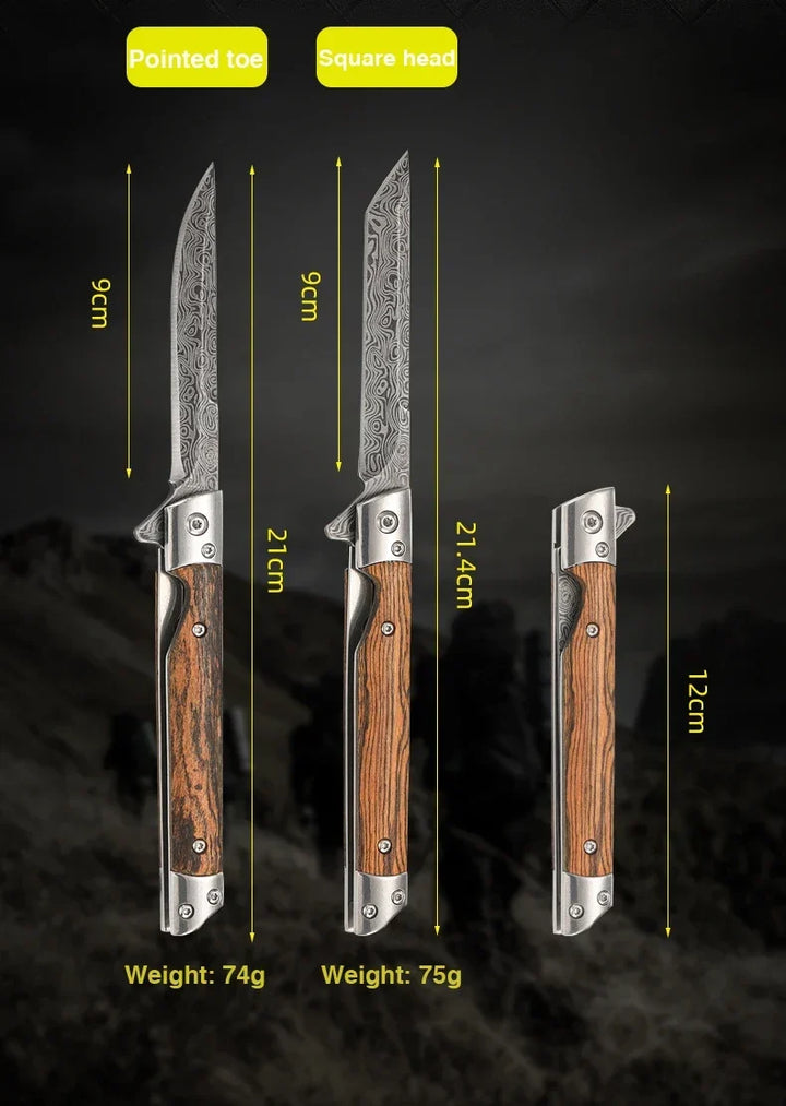 Damascus Pattern Folding Pocket Knife Stainless Steel – Outdoor Camping Multi-Purpose EDC 2026