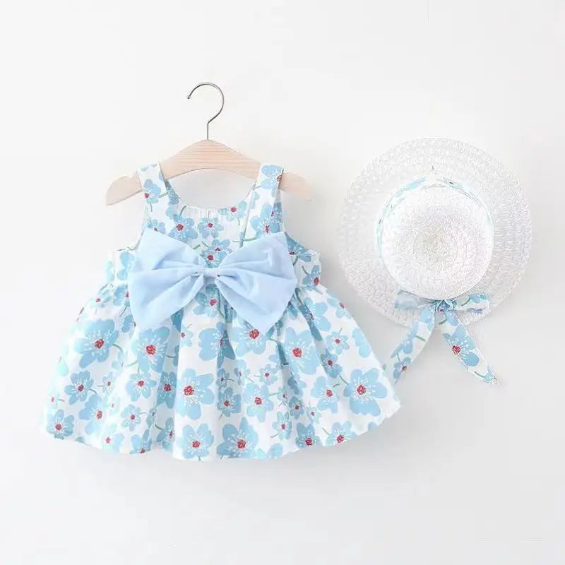 Soft baby girl dress – floral a-line, flowy cotton-polyester, for summer beach party