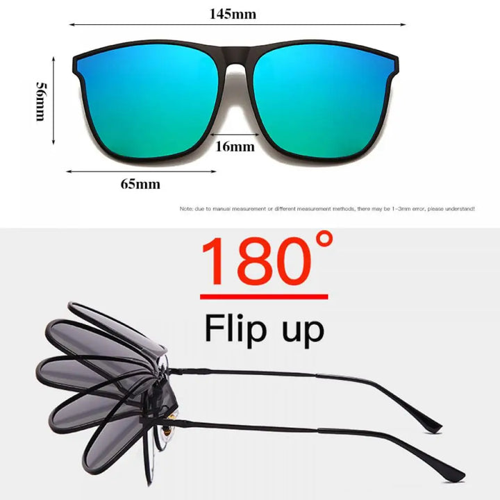 Night Vision Clip-On Sunglasses – Polarized Photochromic UV Anti-Glare Driving Goggles, Vintage Square Style, Fall 2025 Safe Driving