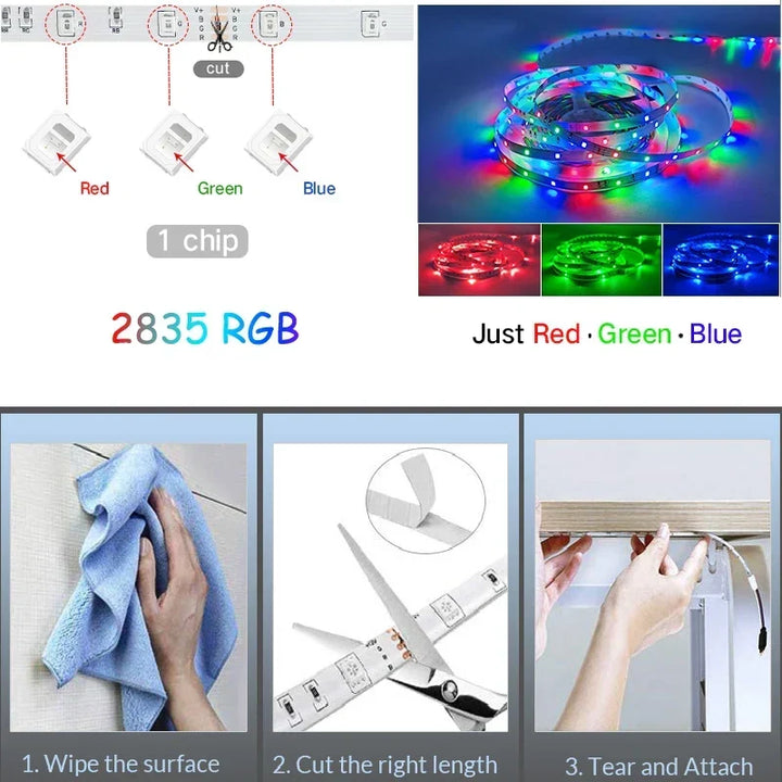 RGB LED Strip Lights 2835 App Music Sync Ambient Decor