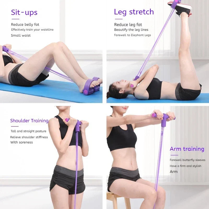 Resistance Band 6 Tube Pedal Puller Fitness Trainer