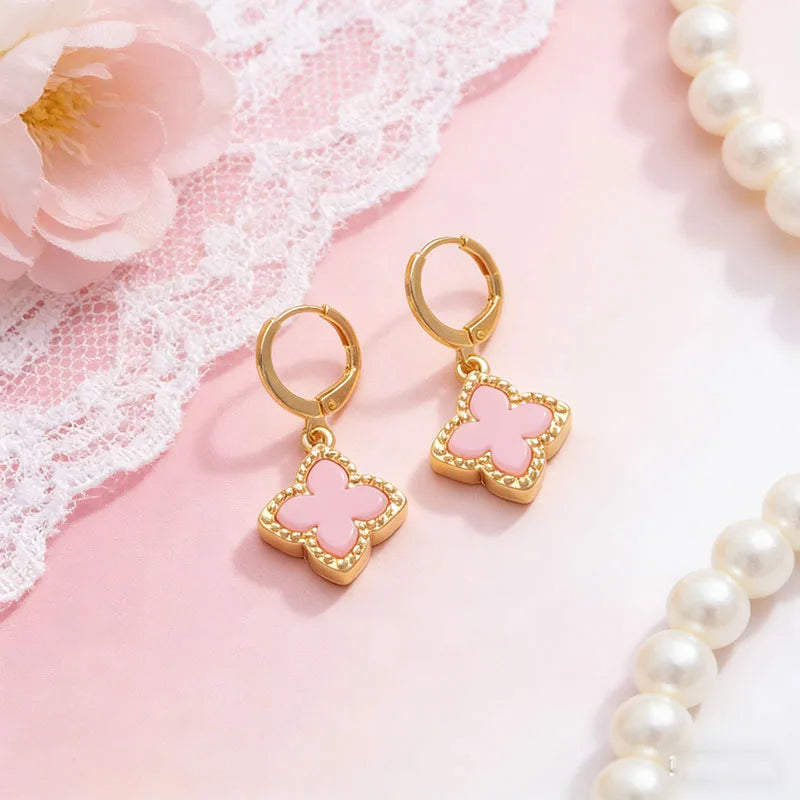 Earrings Four Leaf Clover Pendant Dangle Jewelry Gift Idea Spring 2026 Trendy Party Accessory