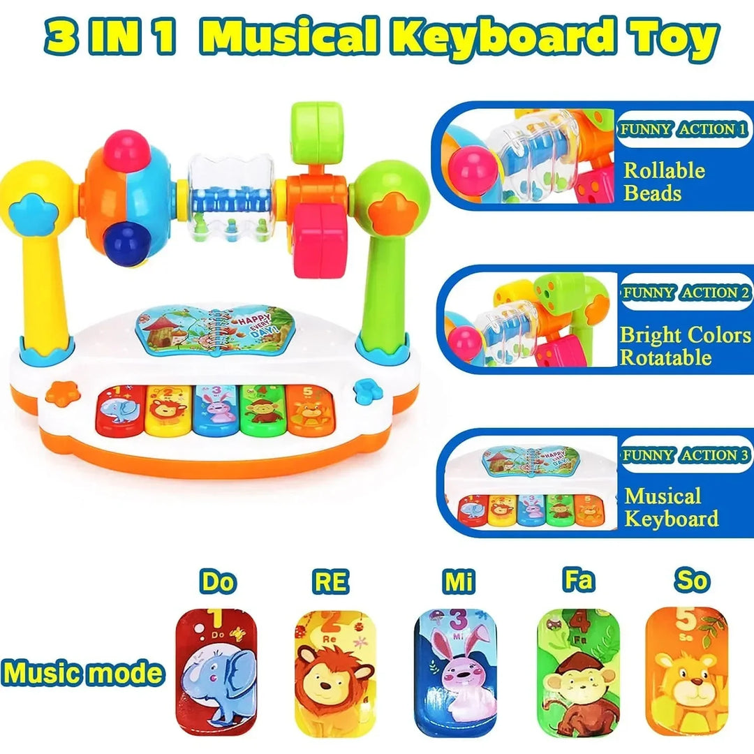 Baby Piano Toys Kids Rotating Keyboard With Light Sound