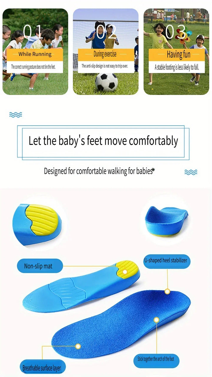Kids Orthotic Insoles High Arch Support Sports Comfort Plantar Fascia Insole