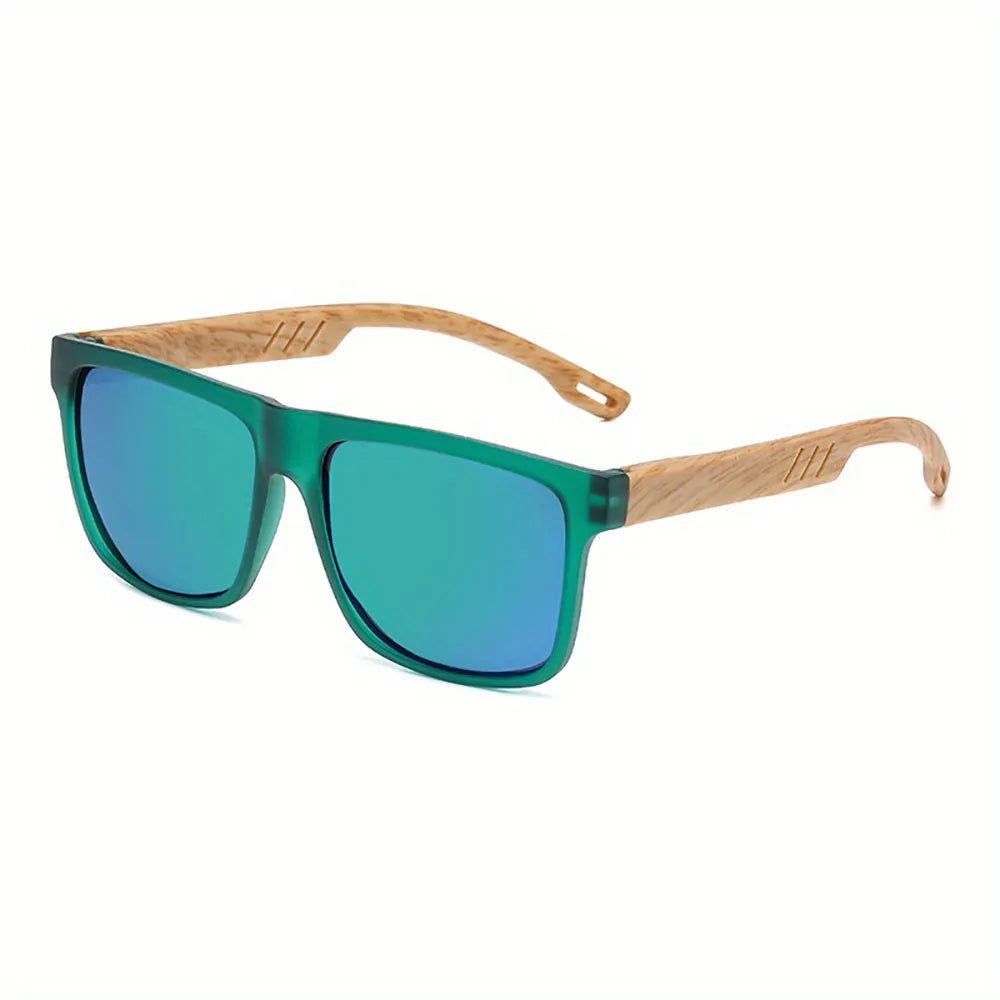 Sunglasses Square Frame Unisex Outdoor Eyewear UV400 Protection Summer 2026 Trend Wood Grain Hinges