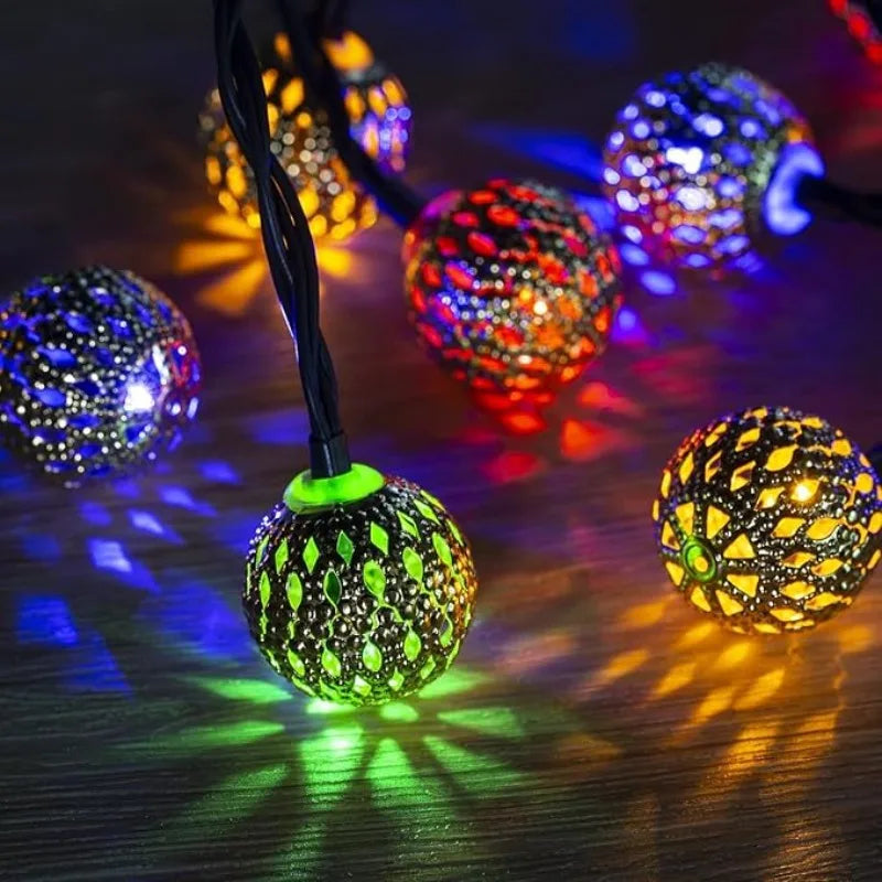 Solar String Lights Moroccan Ball LED Outdoor Waterproof 8 Modes Garden Party Christmas Decor 2026