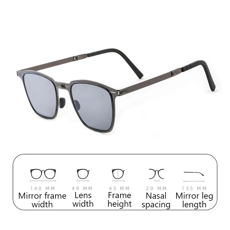 Polarized Folding Sunglasses Ultra Light Stainless Steel Retro Square Frame Summer 2026 Travel Essential