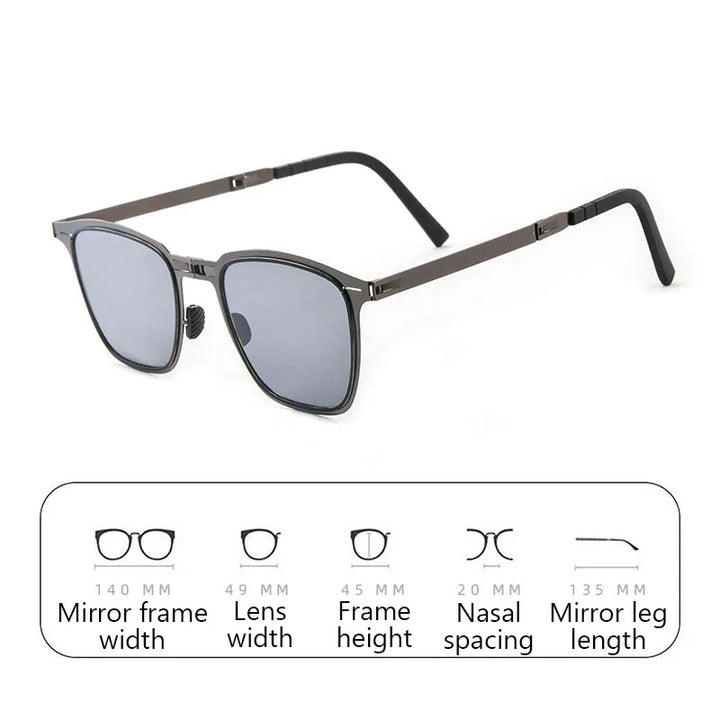 Polarized Folding Sunglasses Ultra Light Stainless Steel Retro Square Frame Summer 2026 Travel Essential