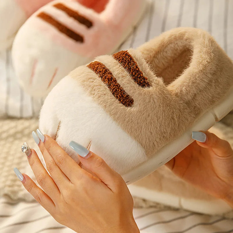 Soft Unisex Slippers For Kids - Cozy Cat Design, Plush Lining, Indoor Wear At Home