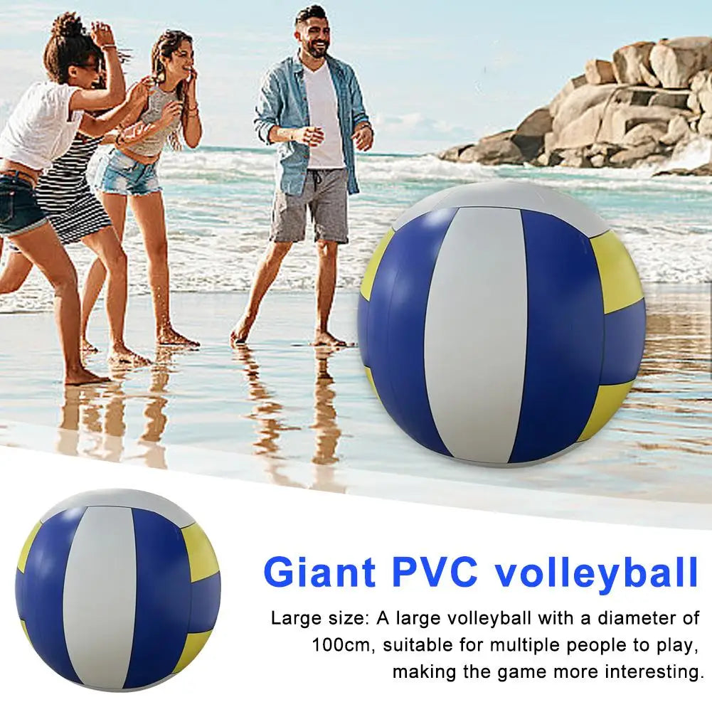 Giant Inflatable Beach Volleyball - 100cm PVC Outdoor Sports Ball for Team Games and Fun Activities