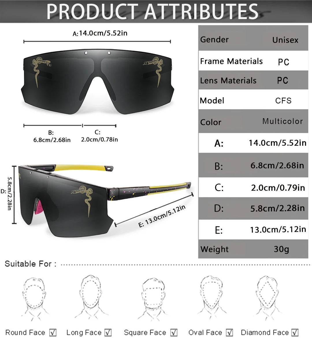 Lightweight unisex sports sunglasses – UV400 polycarbonate lenses, cycling, running, fishing