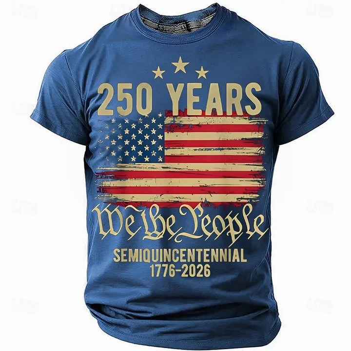 Soft unisex graphic tee - distressed flag print, 250-year design, durable cotton, casual everyday wear