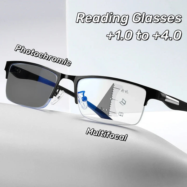 Reading Glasses Progressive Multifocal Photochromic Half Frame Fall 2026 Anti-Blue Light Far Sight Eyewear