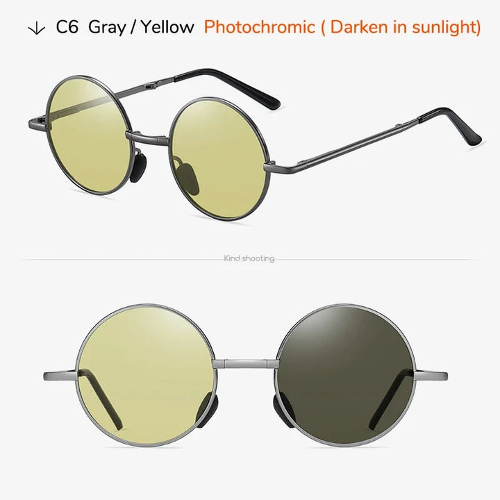 Photochromic Sunglasses Foldable Polarized Round Frame Summer 2026 Glare Reduction for Driving