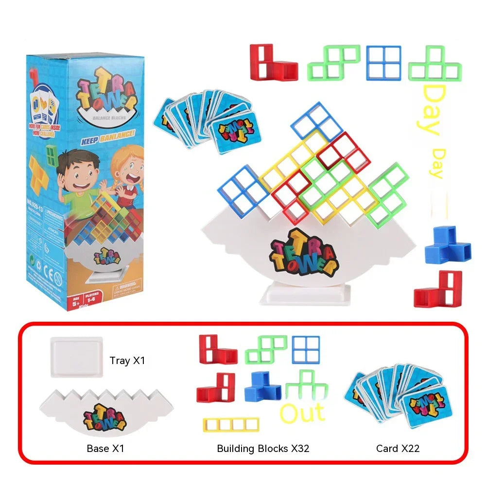 colourful Balance Stacking Game - Fun Tetra Tower Puzzle for Kids &amp; Adults, Perfect for Family Game Night &amp; Gifts