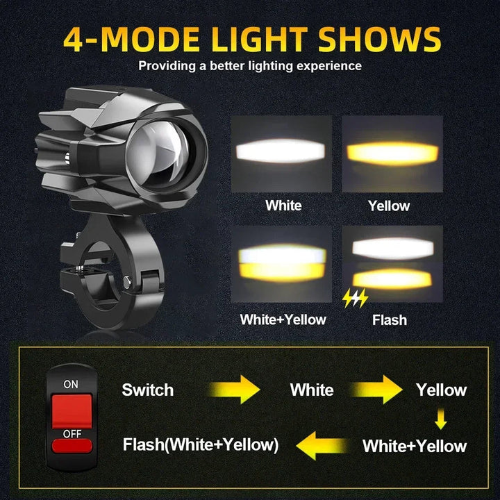 HAOLIDE LED Motorcycle Headlight 6000K – Auxiliary Fog Spot Light 3500K Strobe Off-Road Motorbike 2026
