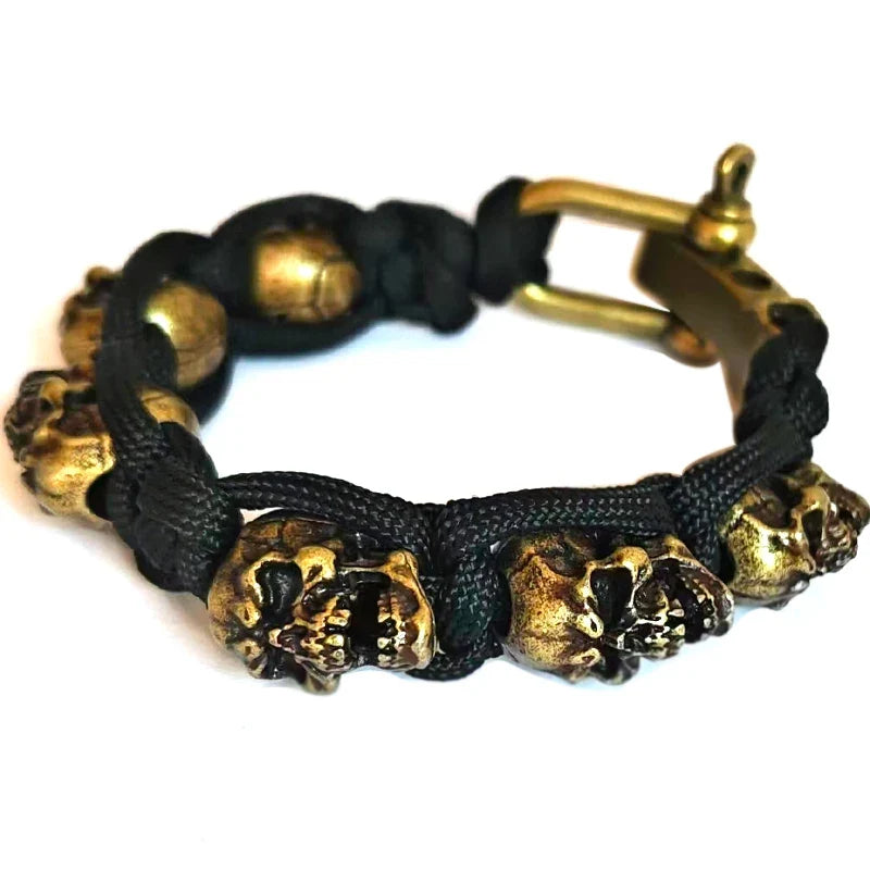 Skull Paracord Bracelet Gothic Wristband Halloween 2026 Gift Idea Adjustable Braided Jewelry