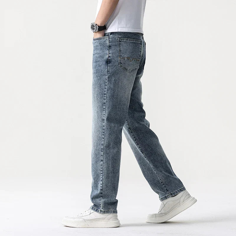 Oversized Men’s Wide Leg Jeans - Straight Lyocell, Casual
