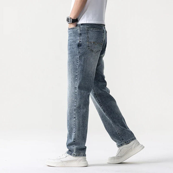 Oversized Men’s Wide Leg Jeans - Straight Lyocell, Casual