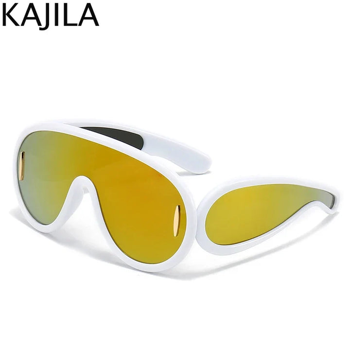 Sunglasses White Frame Oversized Wave Mask Goggles Y2K Punk Steampunk Eyewear TikTok Viral 2026