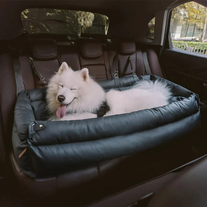 Pet Outing Lathe Luxury Faux Leather Dog Car Seat - Portable Booster Bed for Cats and Dogs