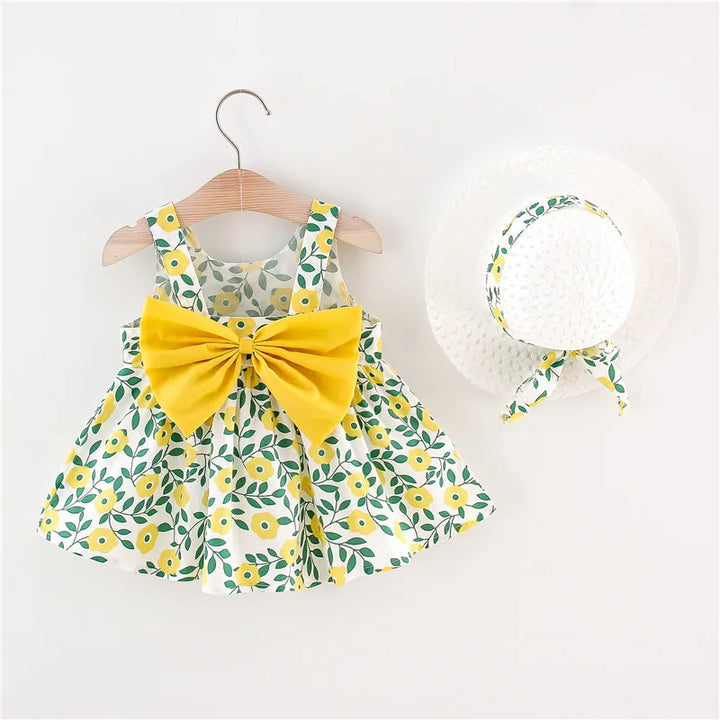Soft baby girl dress – floral a-line, flowy cotton-polyester, for summer beach party
