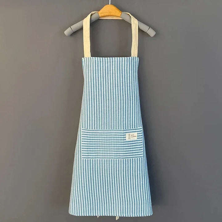 Kitchen Apron Linen Striped Hanging Neck Apron Japanese Style Cooking Gardening Fall 2025 Breathable Adjustable