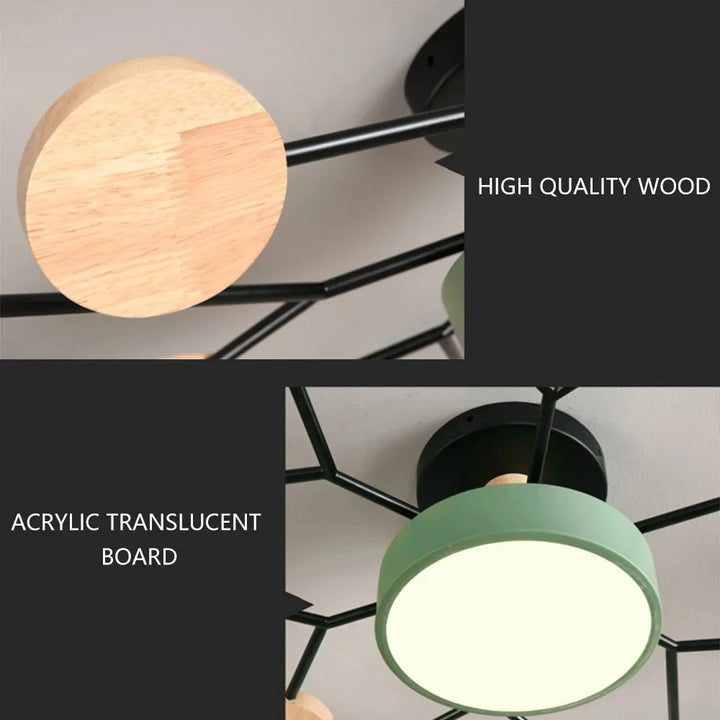 Ceiling Light LED Modern Fixture With Circular White Shades For Living Room