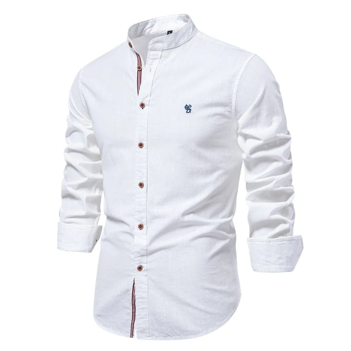Cotton Long Sleeve Shirt for Men - Solid Color Casual Wear, High Quality
