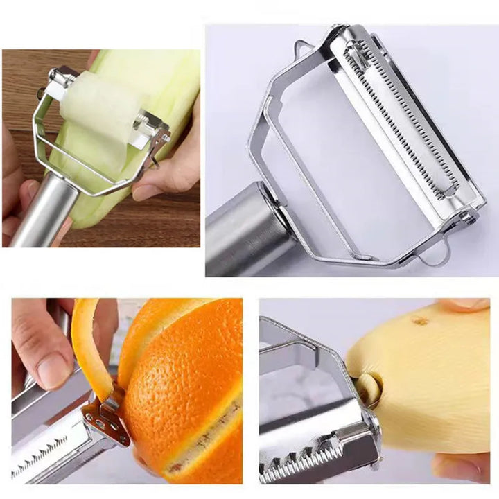 Multifunctional Stainless Steel Kitchen Peeler - Durable Vegetable and Fruit Slicer for Easy Household Use