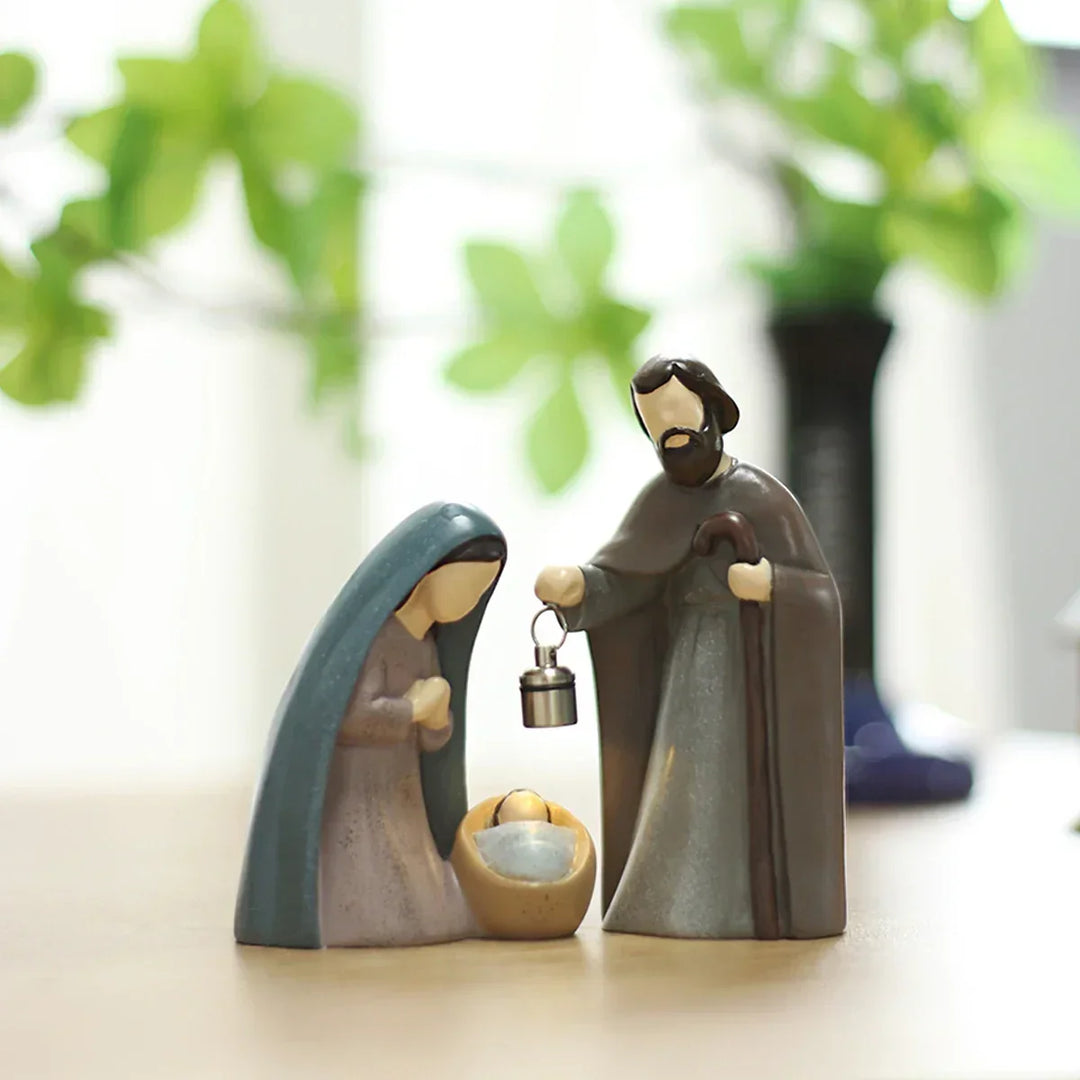 Nativity Scene Lanterns Resin Holy Family Figurines Luminous Christmas 2025 Prayerful Display