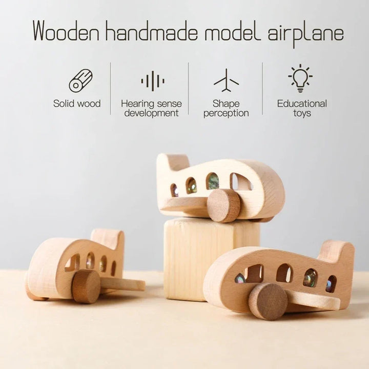 Wooden Montessori Plane Educational Toy for 3-4 Year Olds with colourful Glass Beads for Learning and Creative Play