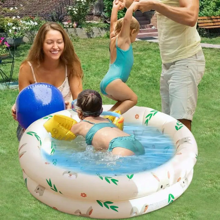 Small Inflatable Kiddie Pool, Durable PVC Small Plastic Pool with Bright Bear Design for Safe Outdoor Fun